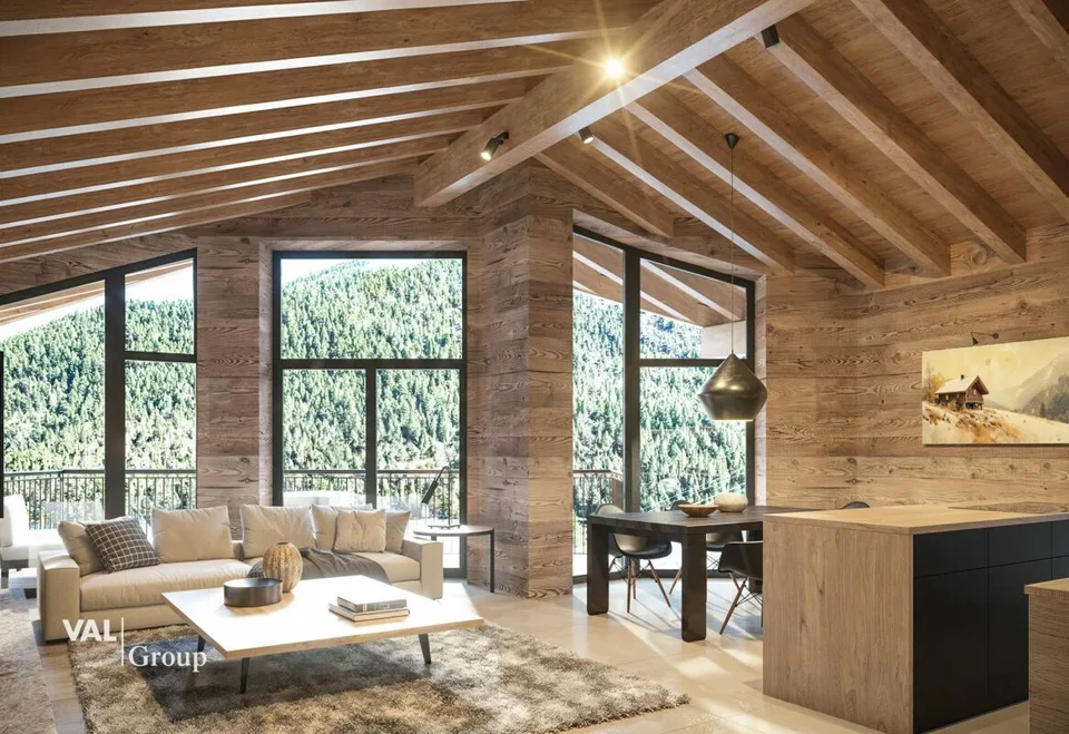 Residenz Le Roc: Luxuriöse Attikawohnung mit 5-Sterne-Komfort und Bergpanorama
