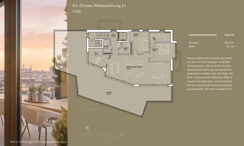 4.5 Zimmerwohnung 2.1 | Residenz Zentaur, Aarau