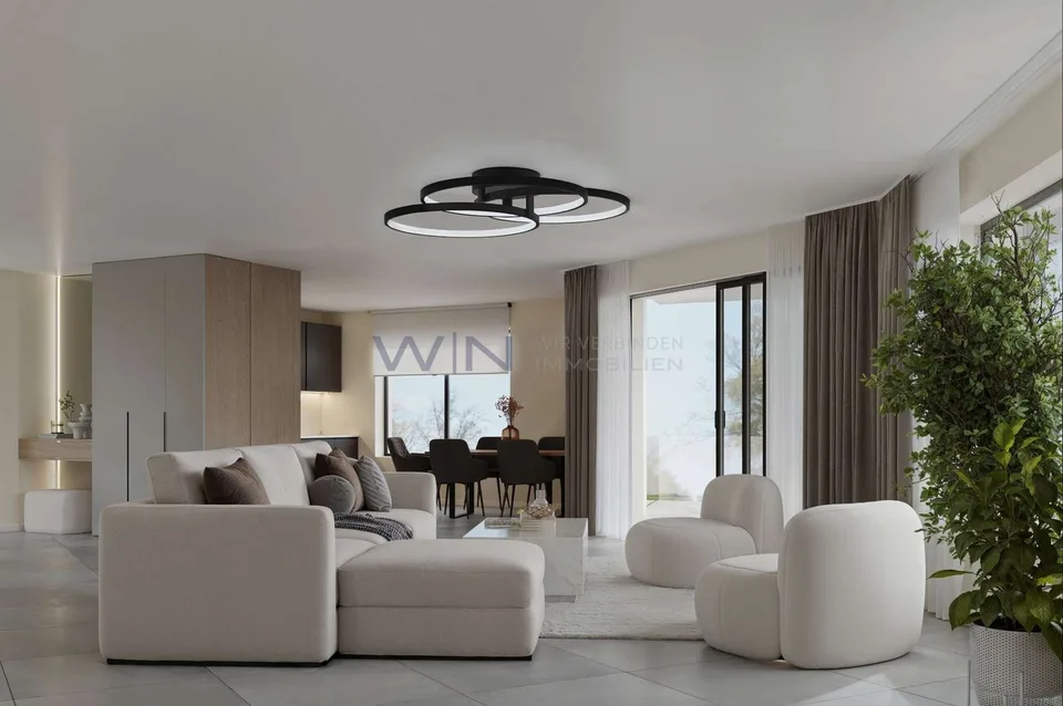 Moderne Architektur mit grünem Refugium