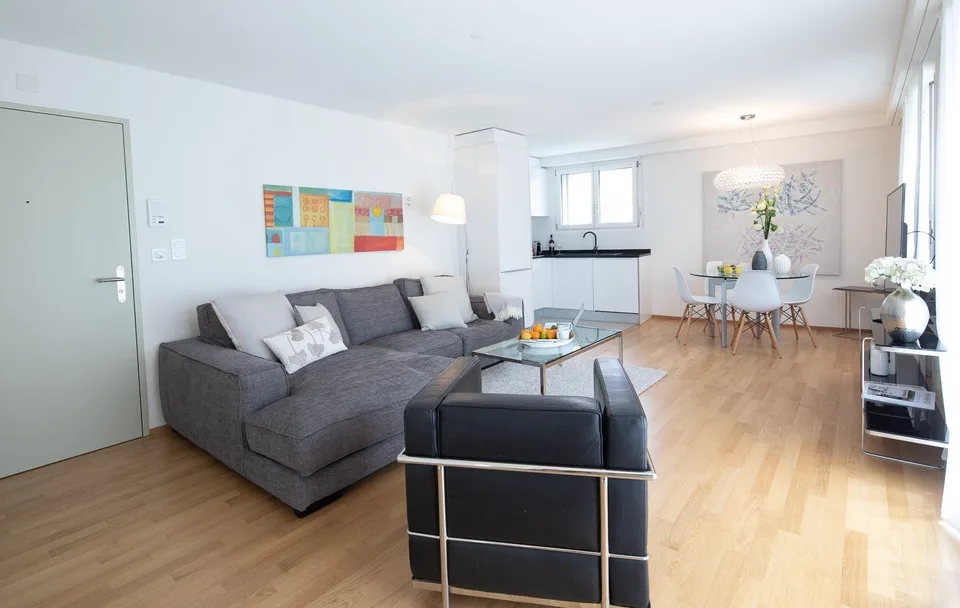 Moderne möblierte 2-Zimmer-Penthouse-Wohnung mit Balkon in Zürich Wiedikon