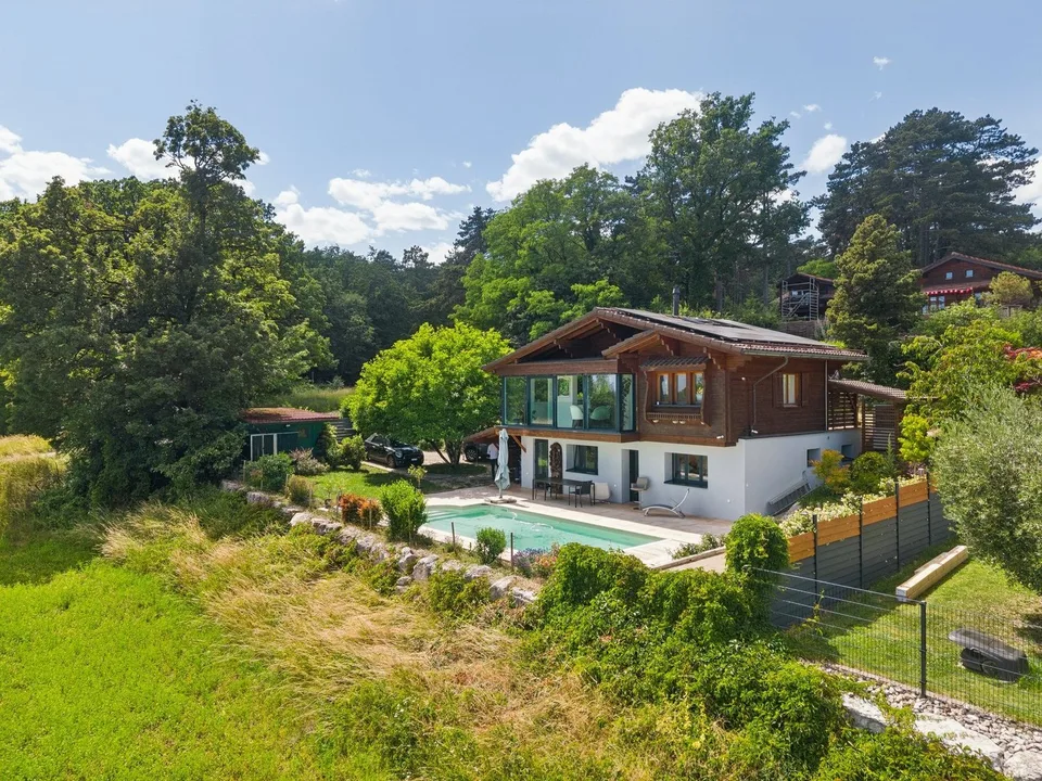 Splendide vue lac, chalet avec piscine