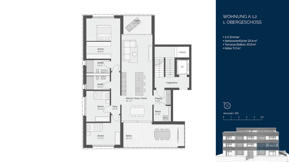 Appartamento da sogno 4½ locali con vista sul lago - loggia e balcone inclusi