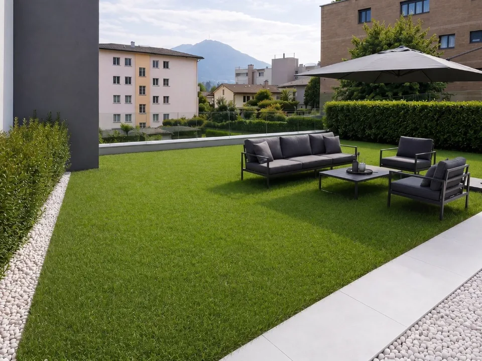 Elegant 4-room apartment with private garden, terrace, and parking