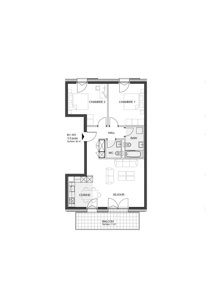 3,5 Zimmer Wohnung neu mit Balkon in Denges – Foto 8 von 8
