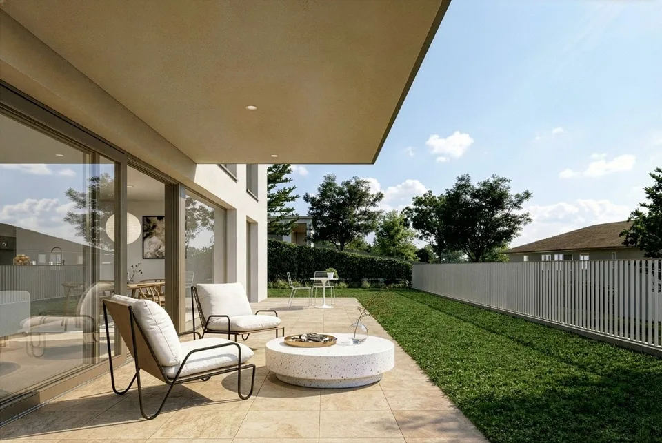 Lumineux 4,5 pièces avec terrasse, jardin et vue sur le lac