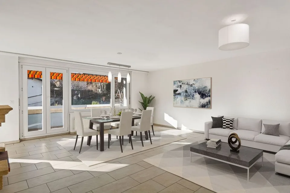 Charmante und geräumige 4.5-Zimmer-Eigentumswohnung mit Balkon, Gemeinschaftsgarten und 3 Parkplätzen