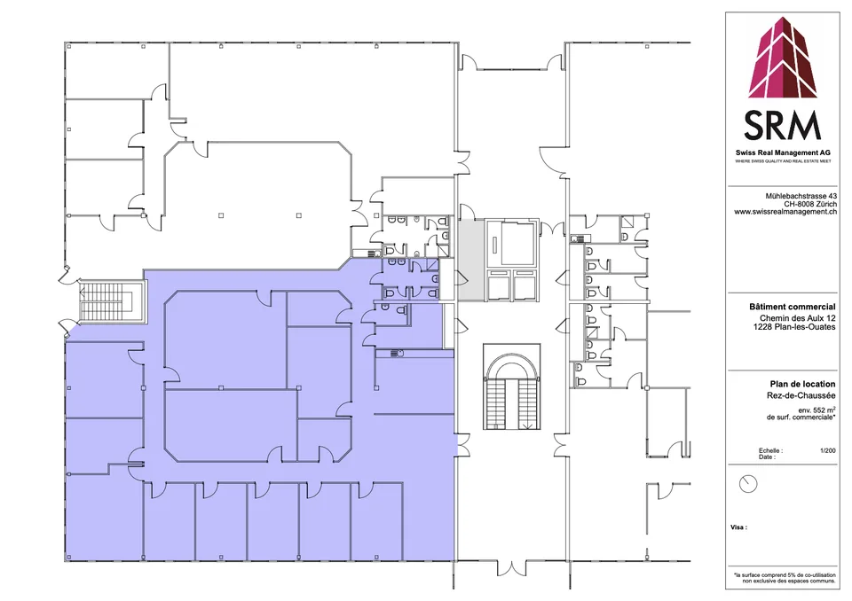Surface à Plan-les-Ouates  –  CTN 12  –  Rez : env. 552 m²