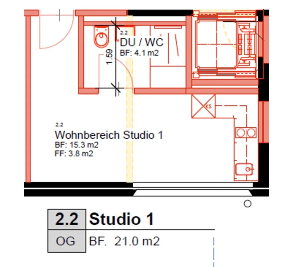 Möbliertes Studio-Apartment im Neubau – Russikon, Madetswilerstrasse 18
