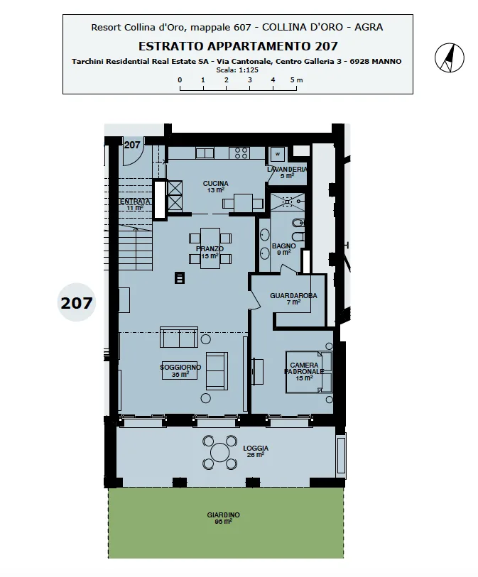 COLLINA D'ORO - LUSSUOSO DUPLEX ARREDATO CON GIARDINO, SERVIZI ALBERGHIERI INCLUSI (rif. 207) – foto 23 di 25