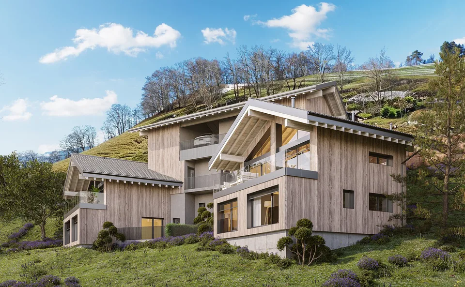 Architect-designed chalets with 4.5 rooms in Châtel-sur-Montsalvens
