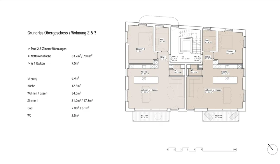 Nouveau bâtiment au Starenweg: Appartements 2.5 pièces spacieux à l'étage supérieur à vendre