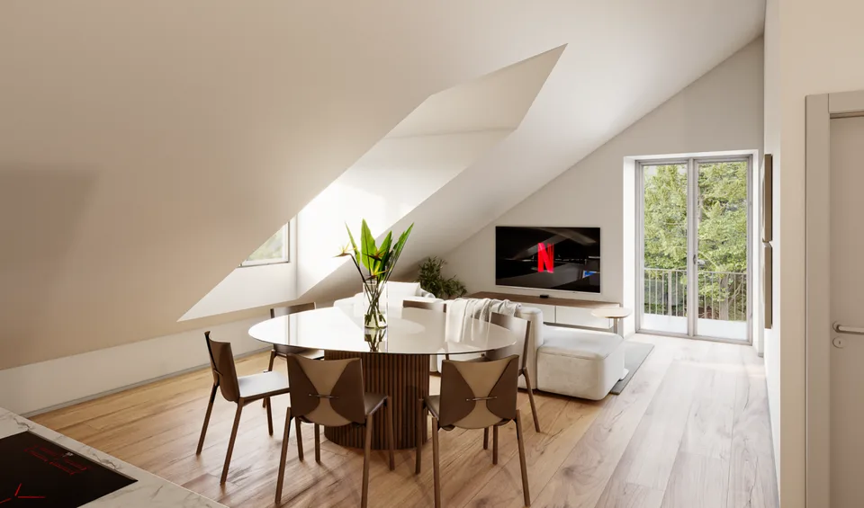 Schönes 3,5-Zimmer-Apartment mit freiem Blick auf das Dorf und die Bergkette