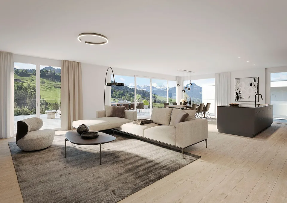 Appartement de terrasse exclusif de 5,5 pièces avec vue sur la montagne à Sattel