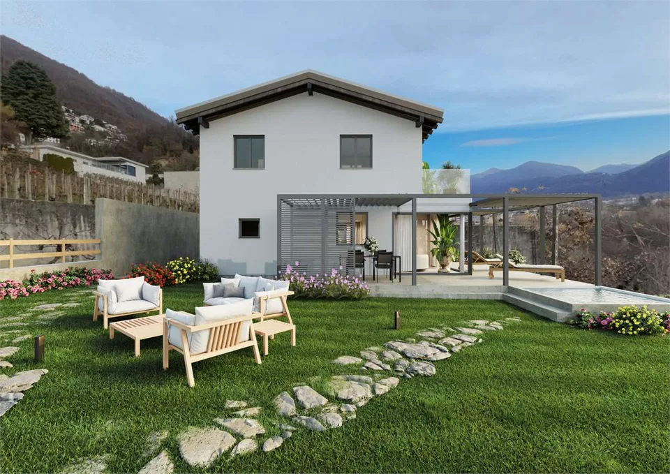 Gordola - Maison unifamiliale à l'état brut avec vue lac splendide