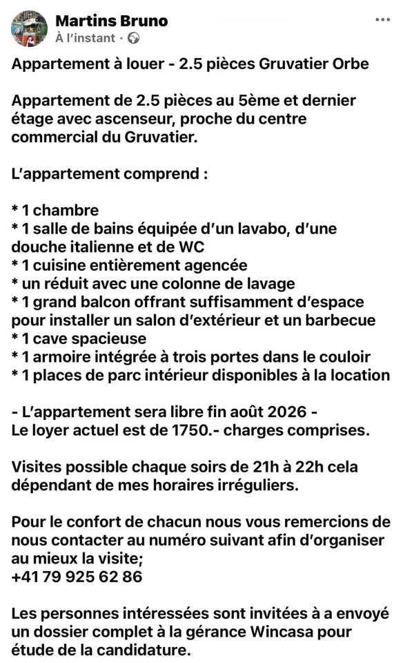 À louer 2.5 pièces