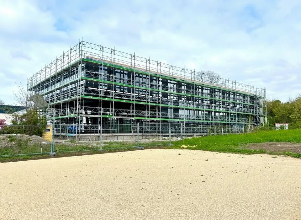 Surface commerciale en fin de construction dans zone industrielle à Saint-Prex