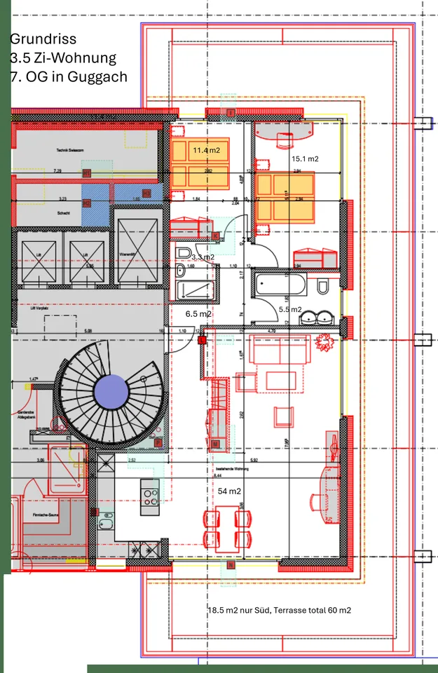 Gekühlte moderne 3.5-Zimmer-Attikawohnung mit Blick über Stadt – foto 19 di 19