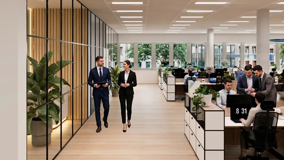 Verwaltungsflächen in einem vollständig renovierten Gebäude