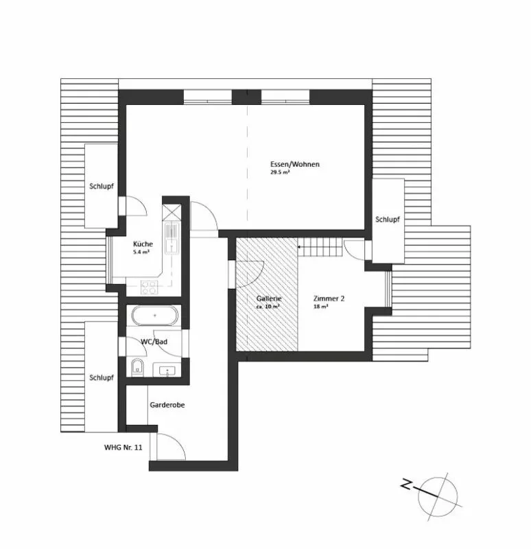 Ampio appartamento mansardato con altezza del soffitto di 5 m!