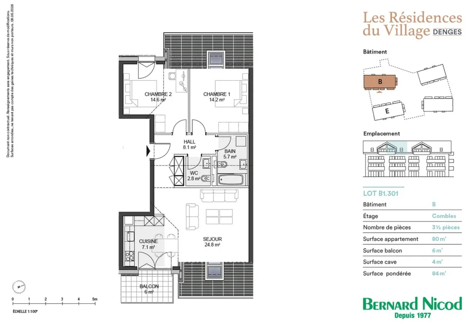 Appartamento 3,5 nei mansardi di 84m2 con balcone – foto 6 di 8