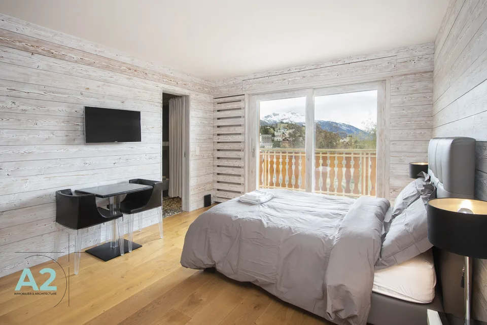 Très joli studio en plein centre de Crans avec vue sur les montagnes
