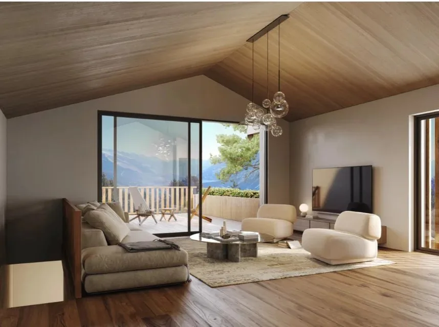 Chalet semidetached di 5,5 locali con vista panoramica e giardino