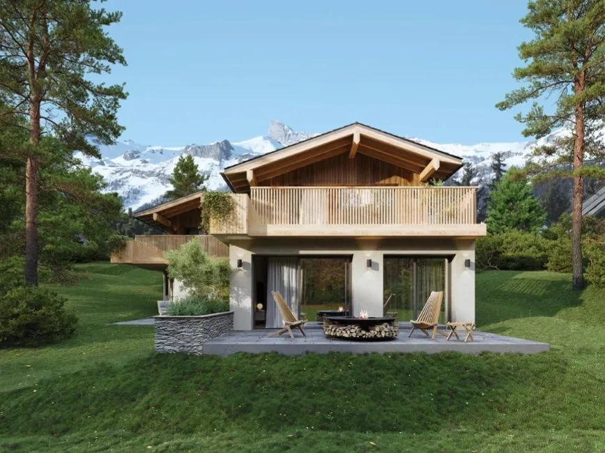 Chalet mitoyen de standing de 5.5 pièces avec vue panoramique et jardin