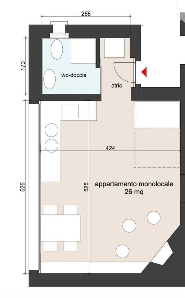 Monolocale ammobiliato ristrutturato 26m²  Piotta Leventina
