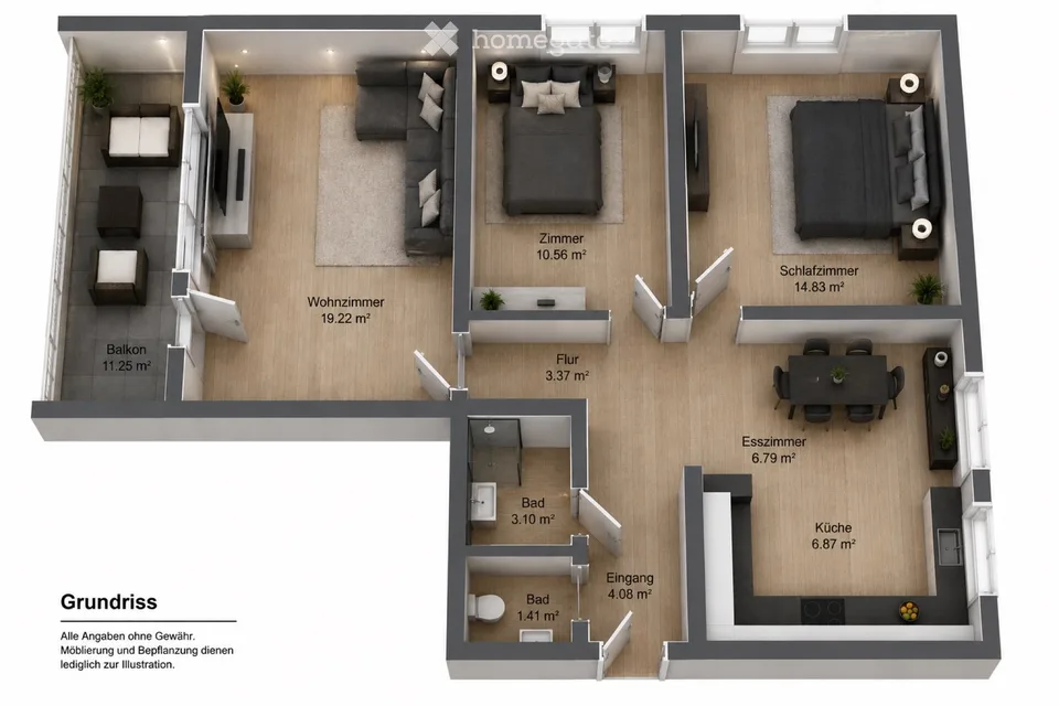 Kernsanierte 3.5-Zimmer-Wohnung mit Panoramablick