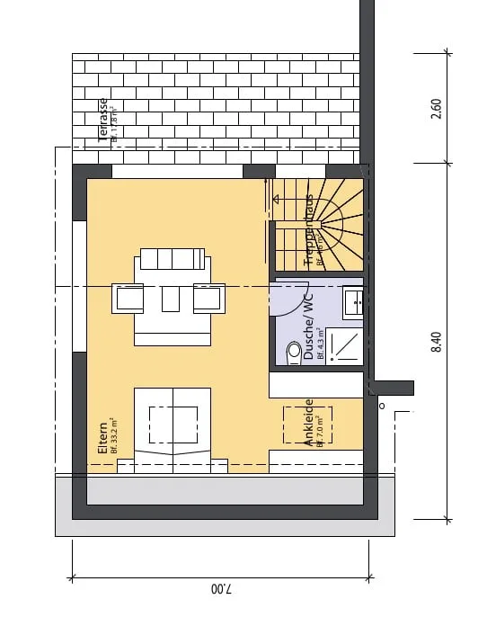 230qm Einfamilienhaus - Grosses Wohnzimmer mit Terassen an 3 Seiten / Master Suite mit Dachterasse