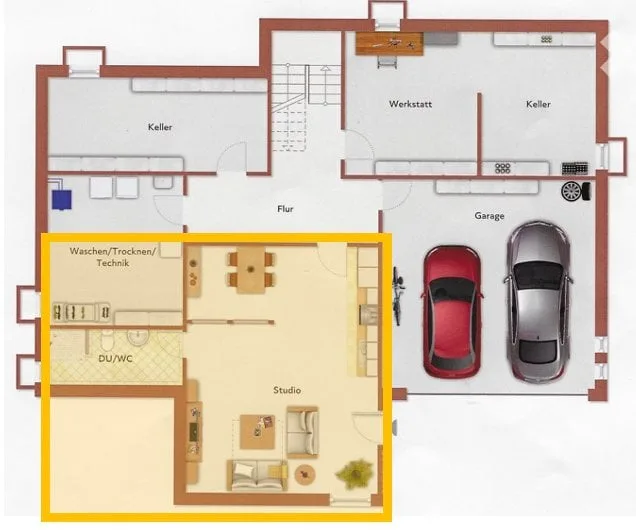 Einliegerwohnung (Studio) in Einfamilienhaus zu vermieten
