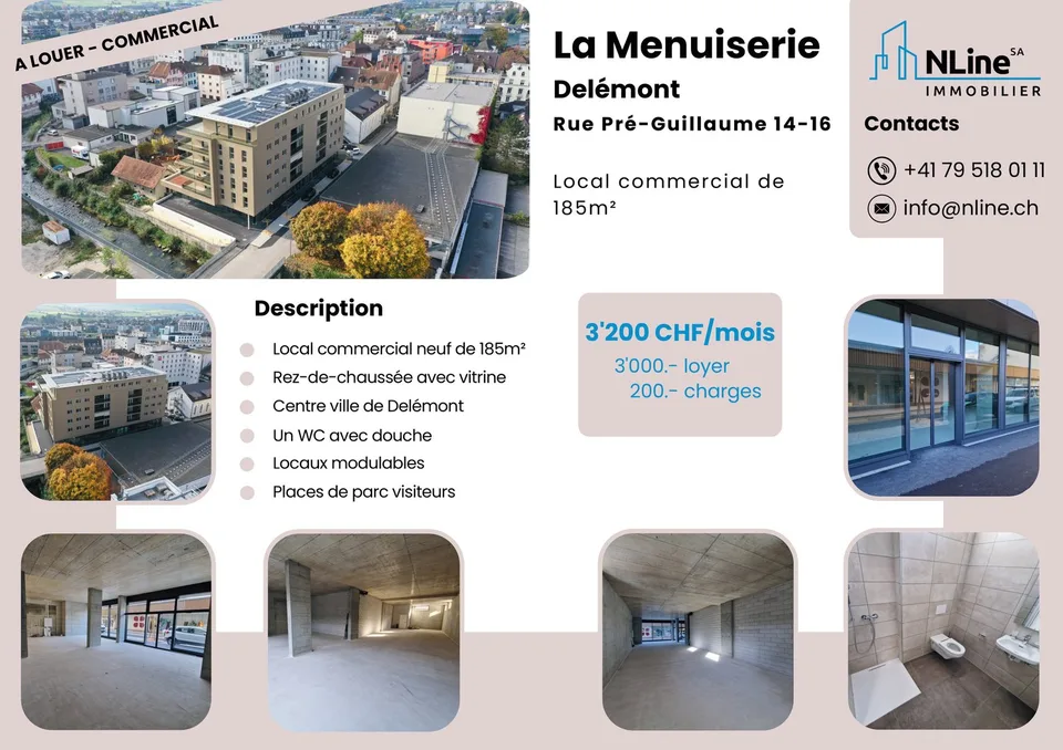 Lokal gewerblich ideal in Delémont – 185 m², barrierefrei, sofort verfügbar – Foto 8 von 12