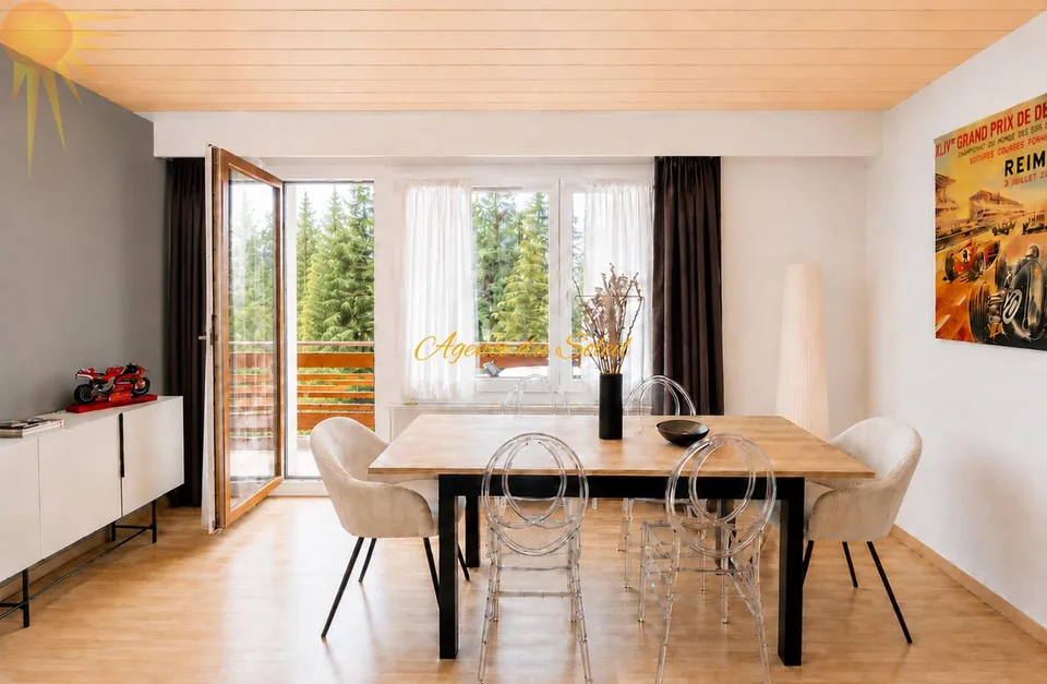 À louer (au mois) ce cosy et vaste studio au centre de Crans !