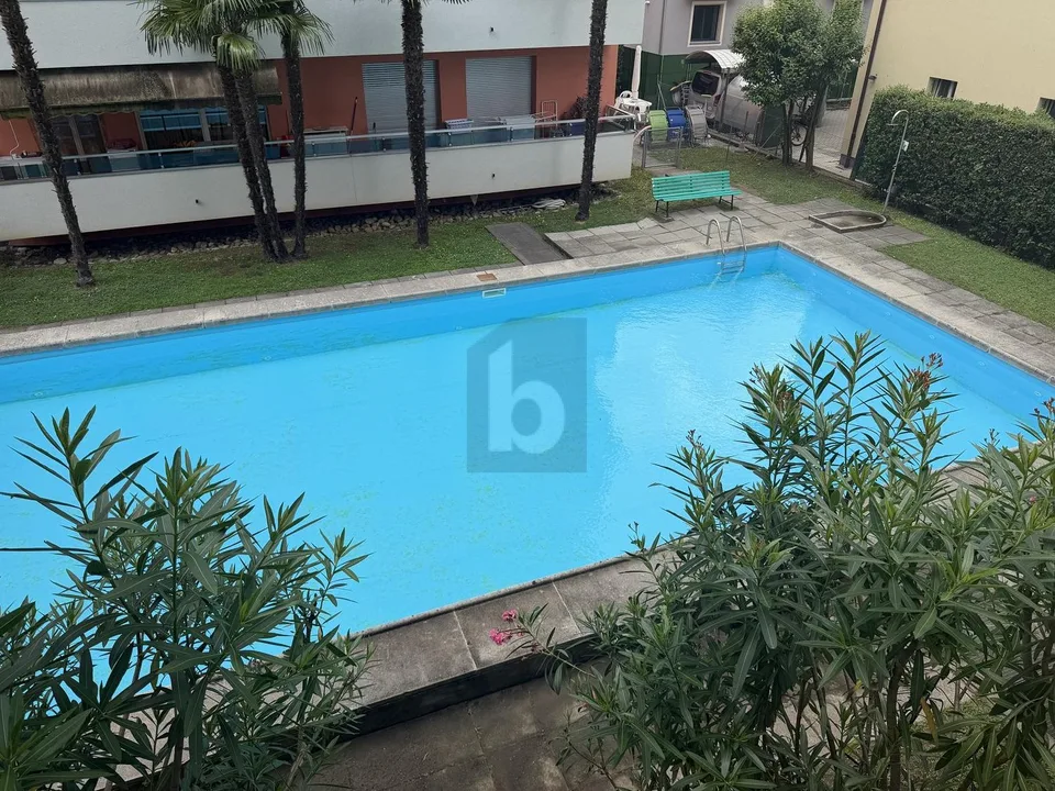 In the central area, large balcony and pool