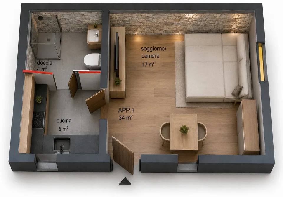 NEU 1,5 Zimmer in Sigirino – Ideal zum Wohnen oder Vermieten – Foto 6 von 7