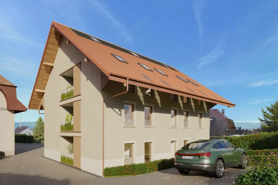 Wohnung mit 3,5 Zimmern im Erdgeschoss mit Loggia, privatem Garten und Kräutergarten