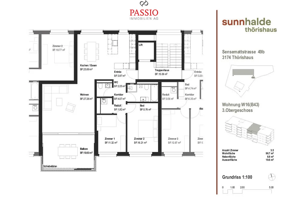 Appartement de construction neuve de 3,5 pièces avec aménagement intérieur de haute qualité