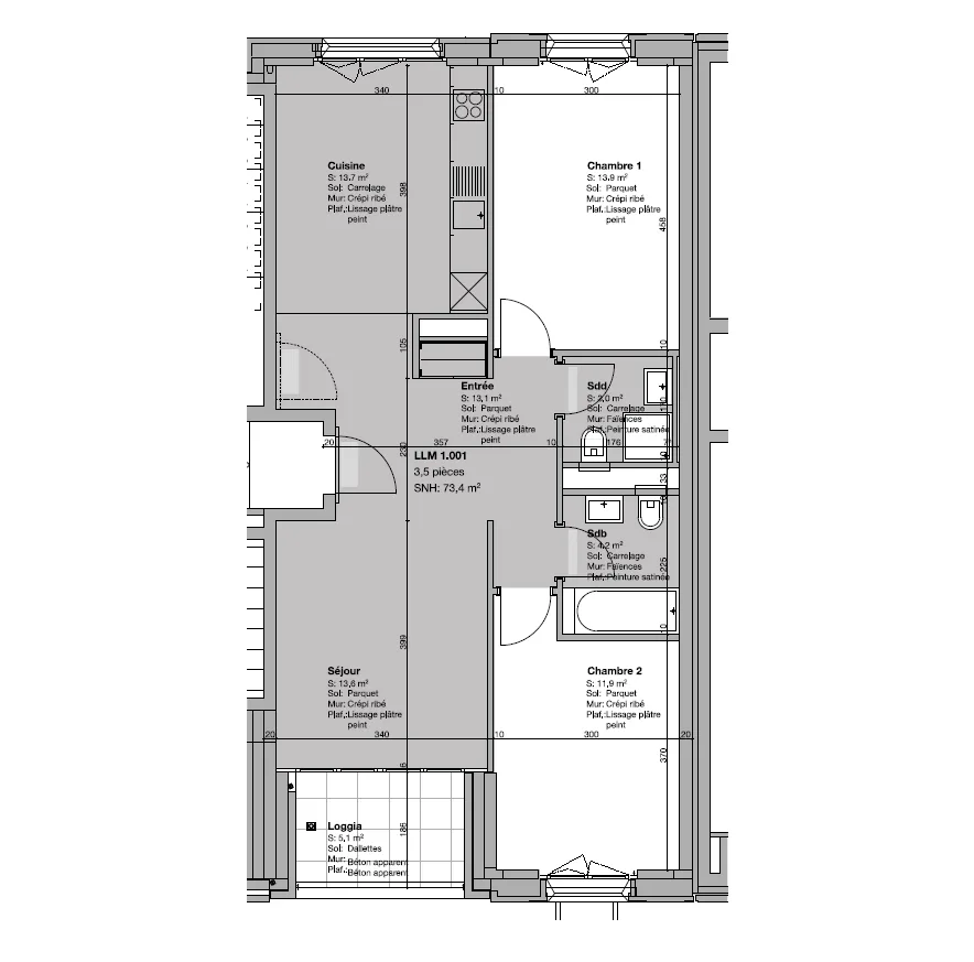 Wohnung, 3.5 Stück