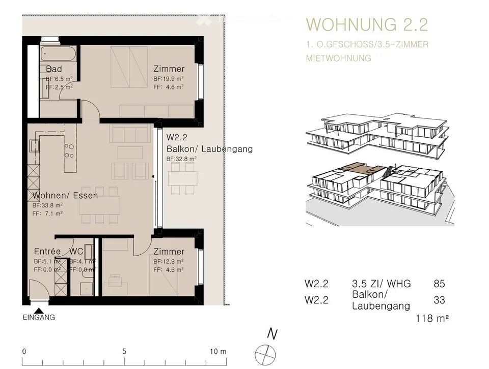 3.5 Zimmerwohnung im 1.OG mit herrlicher Morgensonne
