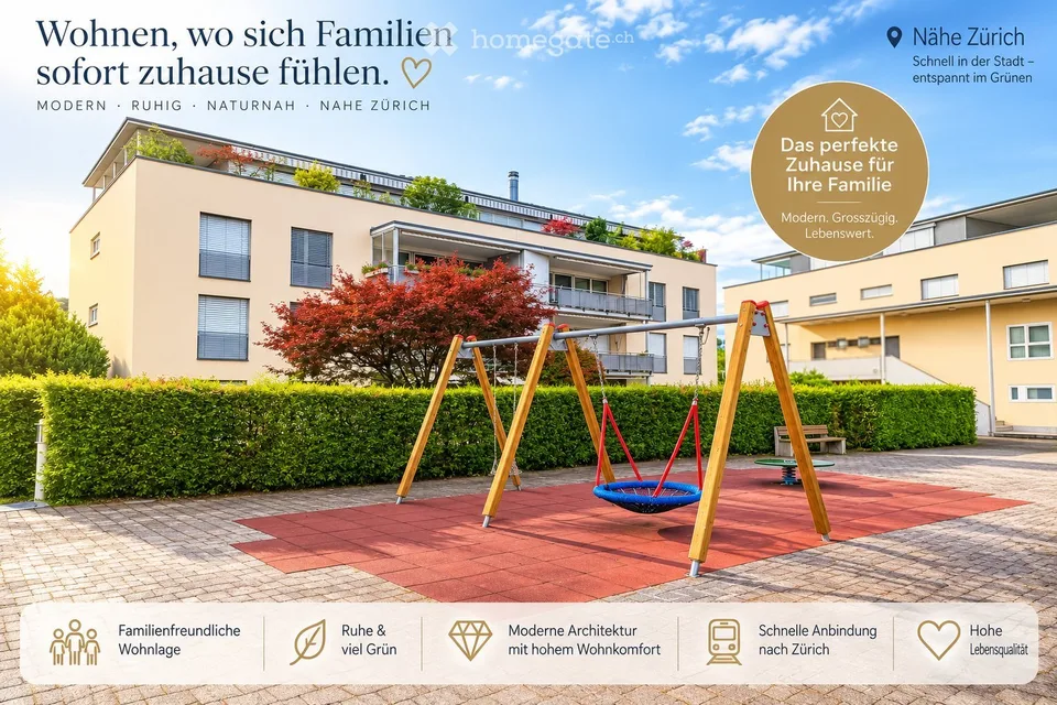 4½-Zimmer-Gartenwohnung mit viel Abendsonne, Privatsphäre und bester Anbindung nach Zürich