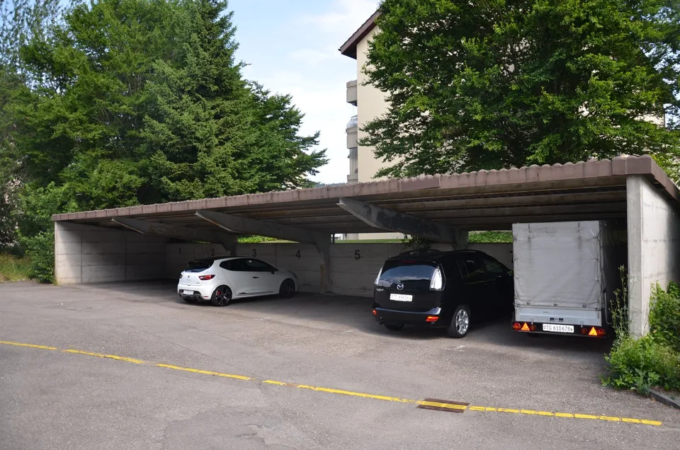 Einzelgarage und gedeckter Parkplatz zu vermieten