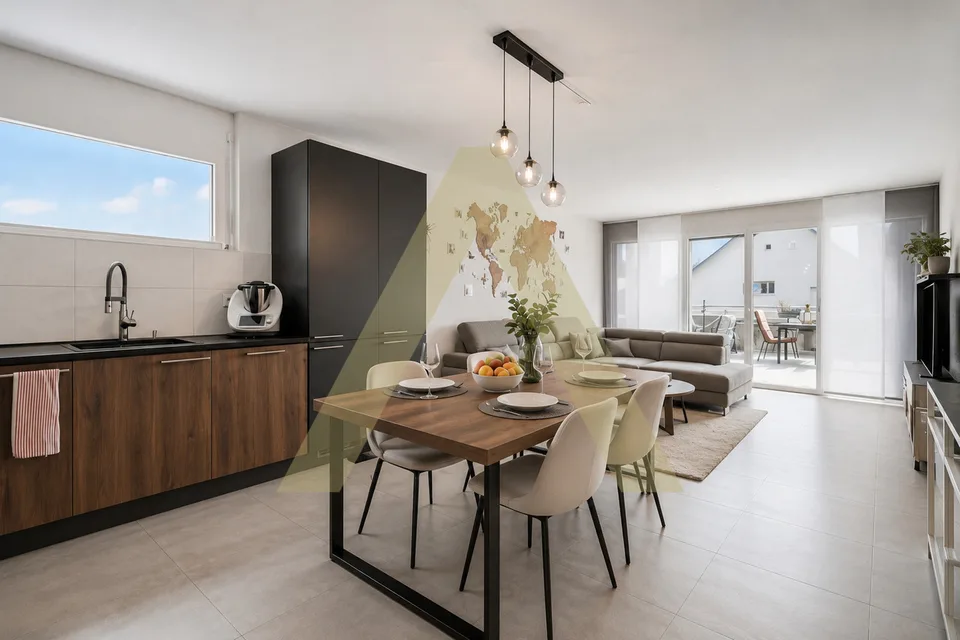 Appartamento moderno, conviviale e familiare con balcone e giardino