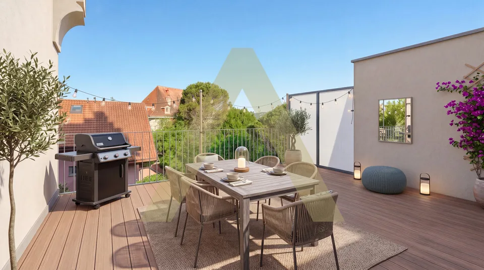 Duplex type loft avec grande terrasse et proche du lac