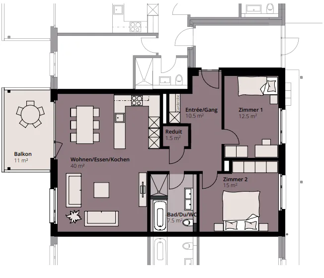 Moderne 3.5-Zimmerwohnung im familienfreundlichen Quartier