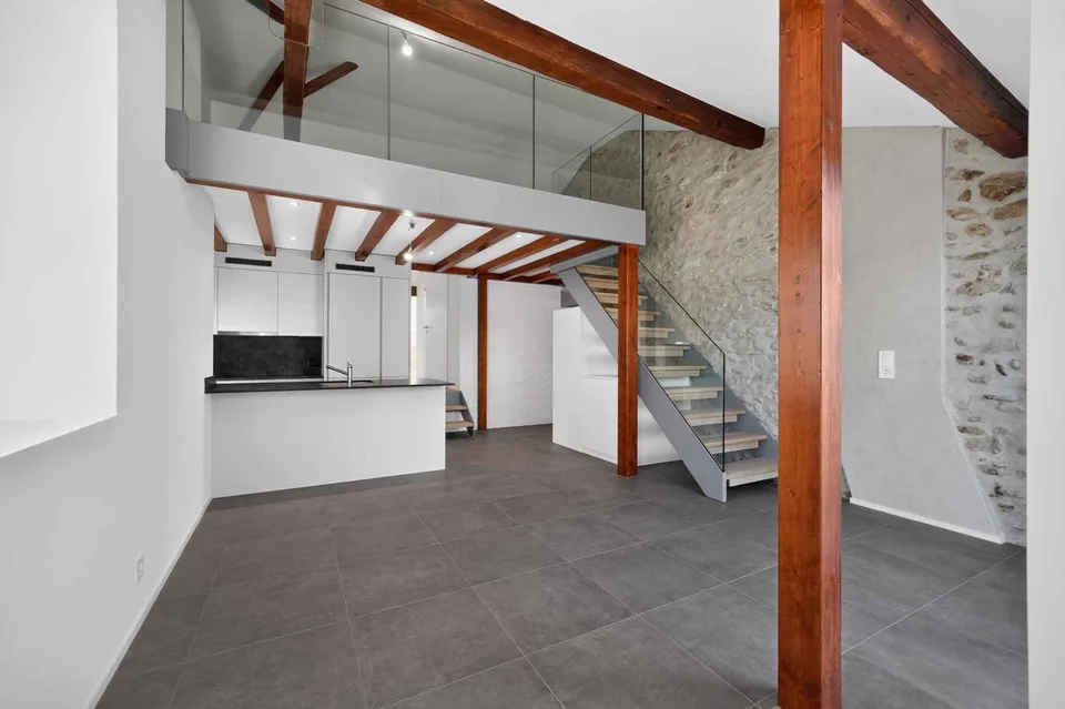 Magnifique duplex avec mezzanine et poutres apparentes