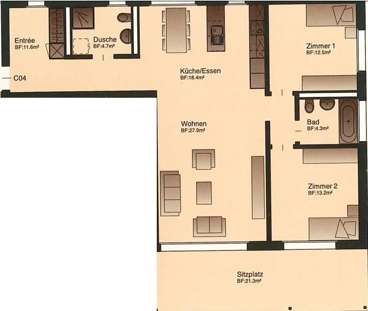 Appartement spacieux de 3,5 pièces dans un environnement verdoyant