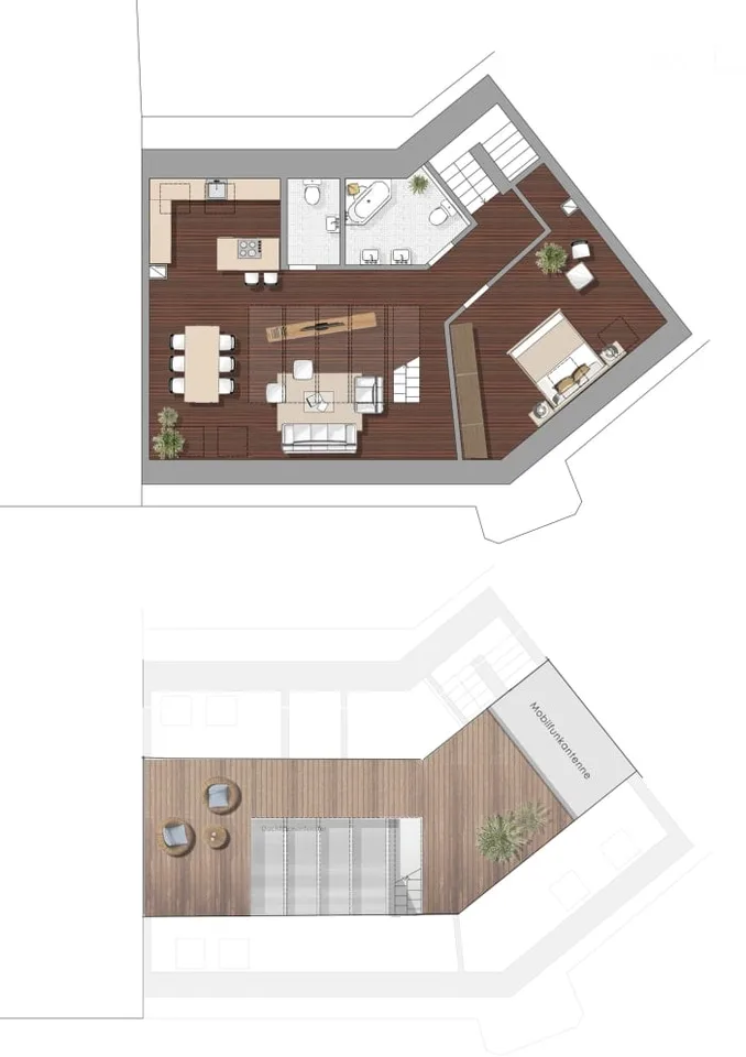 Appartement en Attique Entièrement Meublé avec Terrasse sur le Toit Disponible Immédiatement
