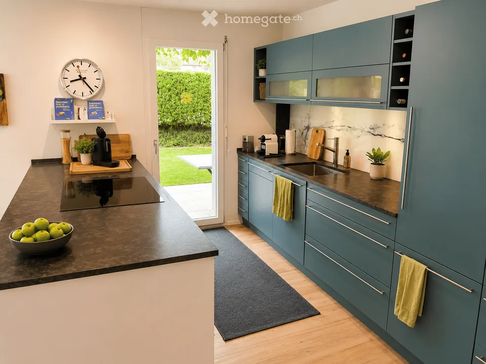 Appartement de jardin moderne 3.5 pièces avec 2 places de parking souterrain et meublé en option
