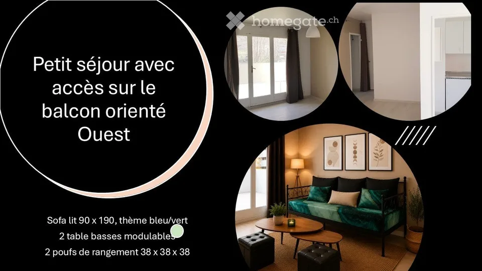 Meublé de 2 pièces, prêt à vivre - A partir du 1er septembre