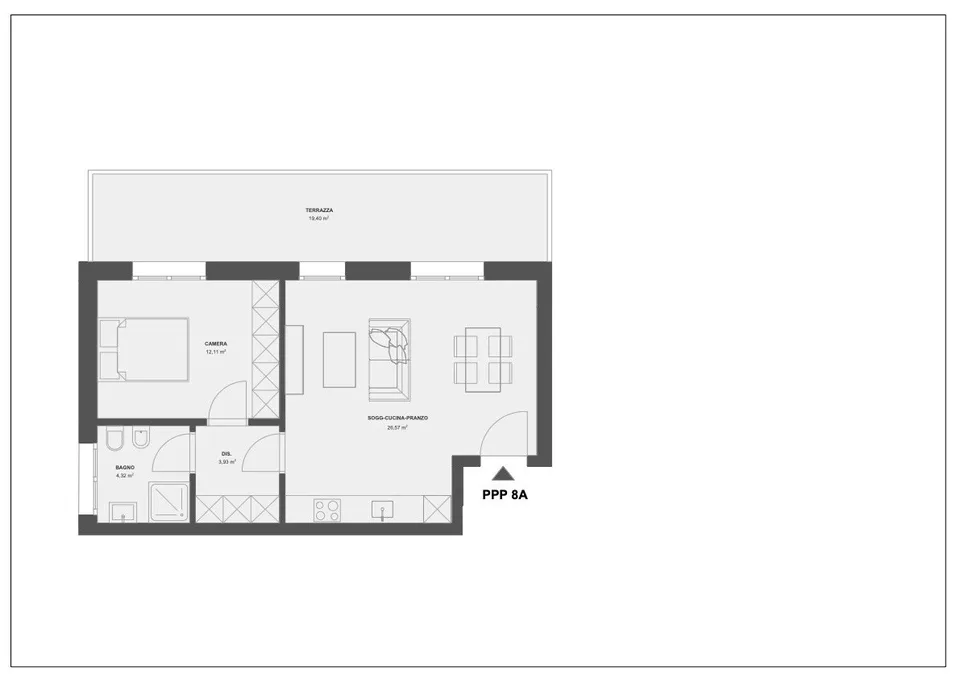 Caslano 2.5 loc. Moderno con Grande Terrazza | Pigione CHF 1'430 – foto 10 di 10